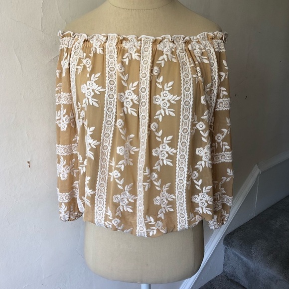 Flowers of Romance Embroidered Off Shoulder Top - Picture 1 of 10